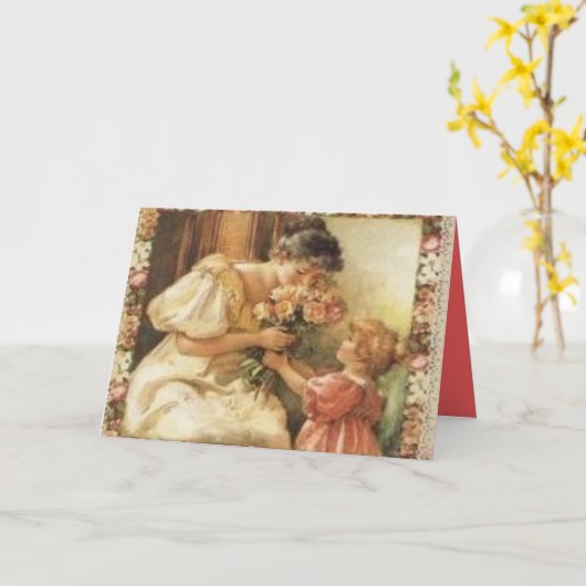 Victoriaans Moederdag Kaart (Gele Bloem)