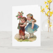 Victoriaans Moederdag Wenskaart. Kaart (Gele Bloem)