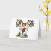 Victoriaans Moederdag Wenskaart. Kaart (Gele Bloem)