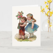 Victoriaans Moederdag Wenskaart. Kaart (Gele Bloem)