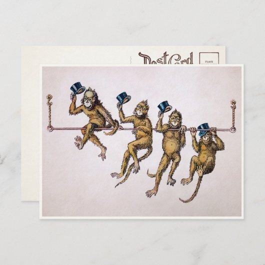 Victoriaans Monkeys Briefkaart (Voorkant / Achterkant)