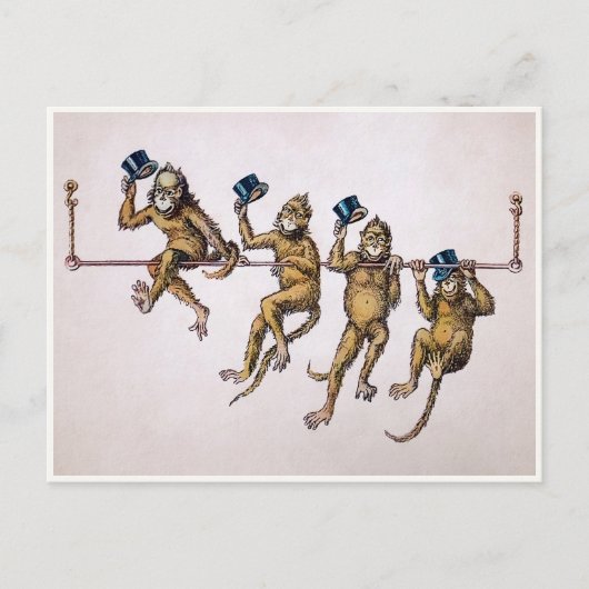 Victoriaans Monkeys Briefkaart (Voorkant)