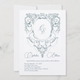 Victoriaans Monogram Barok crest bruiloft Kaart