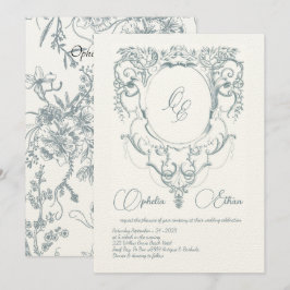 Victoriaans Monogram Barok crest bruiloft Kaart