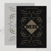 Victoriaans monogram bruiloft uitnodiging (Voorkant / Achterkant)