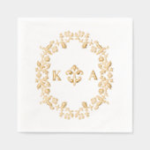 Victoriaans Monogram Bruiloftsgoud Folie Servetten (Voorkant)