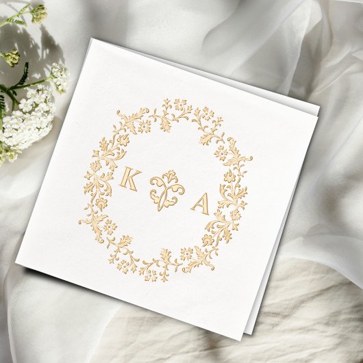  Victoriaans Monogram Bruiloftsgoud Folie Servetten