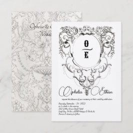 Victoriaans Monogram crest bruiloft Kaart