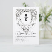 Victoriaans Monogram crest bruiloft Kaart (Staand voorkant)