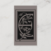  Victoriaans monogram Decoratieve letter E Visitekaartje (Achterkant)