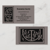  Victoriaans monogram Decoratieve letter E Visitekaartje (Voorkant / Achterkant)