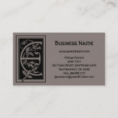  Victoriaans monogram Decoratieve letter E Visitekaartje (Voorkant)