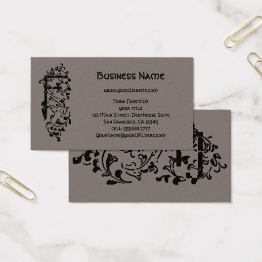 Victoriaans monogram Decoratieve letter F Visitekaartje (Kantoor)