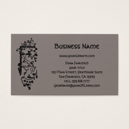  Victoriaans monogram Decoratieve letter F Visitekaartje (Voorkant)
