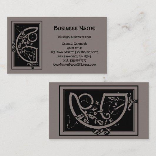  Victoriaans monogram Elegant Letter G Visitekaartje (Voorkant / Achterkant)