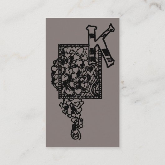  Victoriaans monogram Elegant Letter K Visitekaartje (Achterkant)