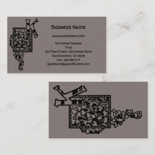  Victoriaans monogram Elegant Letter K Visitekaartje (Voorkant / Achterkant)