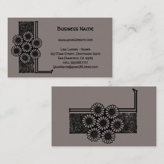  Victoriaans monogram Elegant Letter L Visitekaartje (Voorkant / Achterkant)