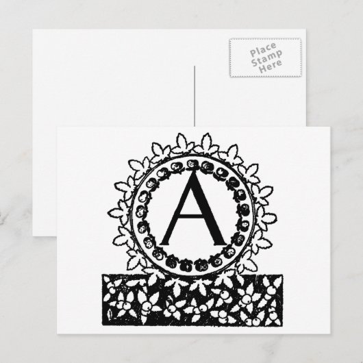  Victoriaans monogram letter A Briefkaart (Voorkant / Achterkant)