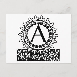  Victoriaans monogram letter A Briefkaart