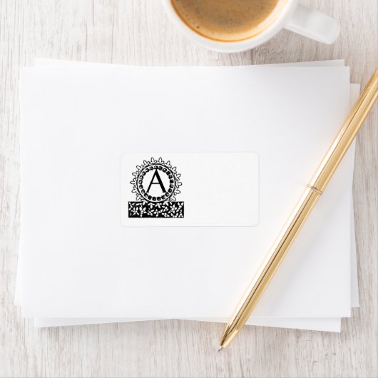  Victoriaans monogram letter A Etiket (Insitu)