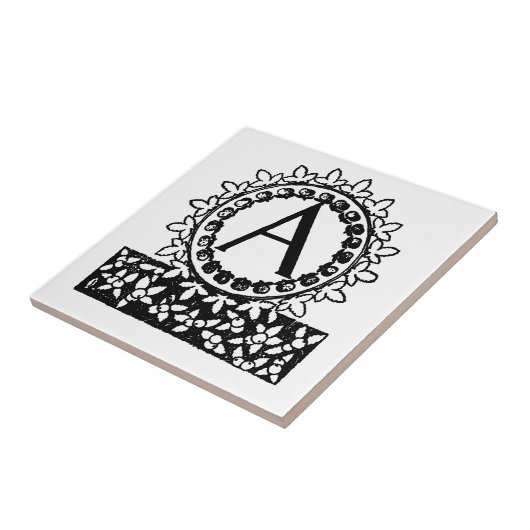  Victoriaans monogram letter A Tegeltje (Zijkant)