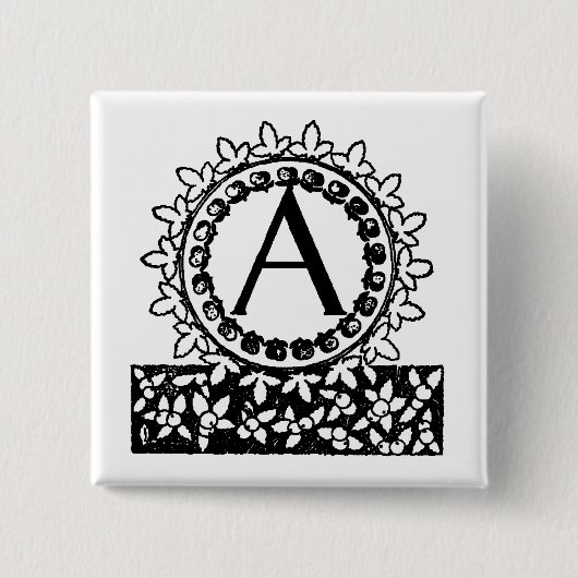  Victoriaans monogram letter A Vierkante Button 5,1 Cm (Voorkant)