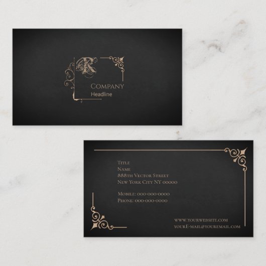 Victoriaans Monogram Visitekaartje (Voorkant / Achterkant)