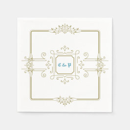 Victoriaans  Monogram Weddenschap Papier Napkins Servet