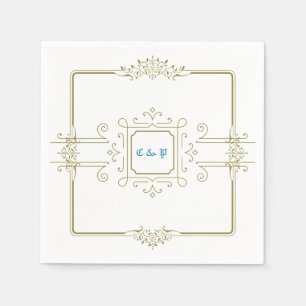 Victoriaans Monogram Weddenschap Papier Napkins Servet