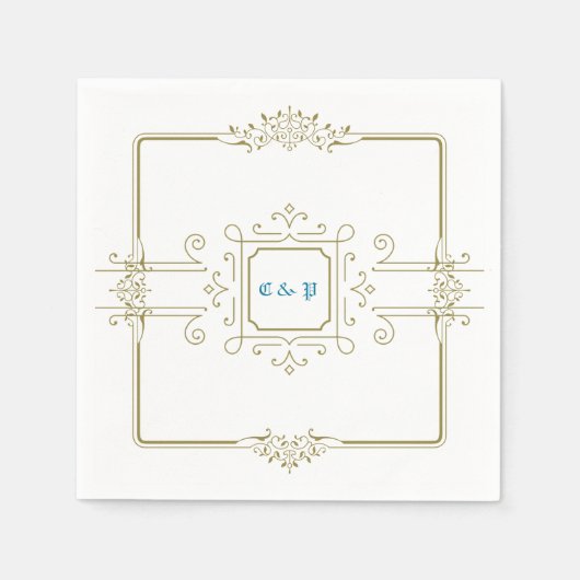 Victoriaans  Monogram Weddenschap Papier Napkins Servet (Voorkant)