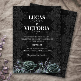 Victoriaans Moody Floral Gothic bruiloft uitnodigi Kaart