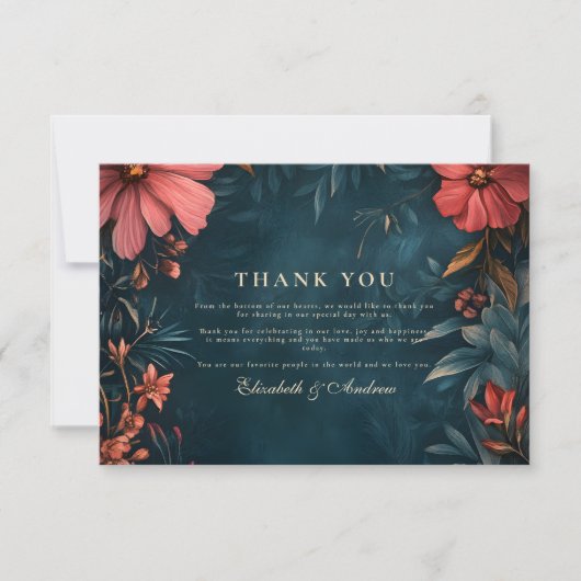Victoriaans Moody Floral Wedding Bedankkaart (Voorkant)