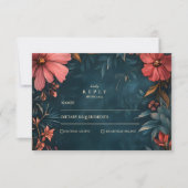 Victoriaans Moody Floral Wedding RSVP Kaartje (Voorkant)
