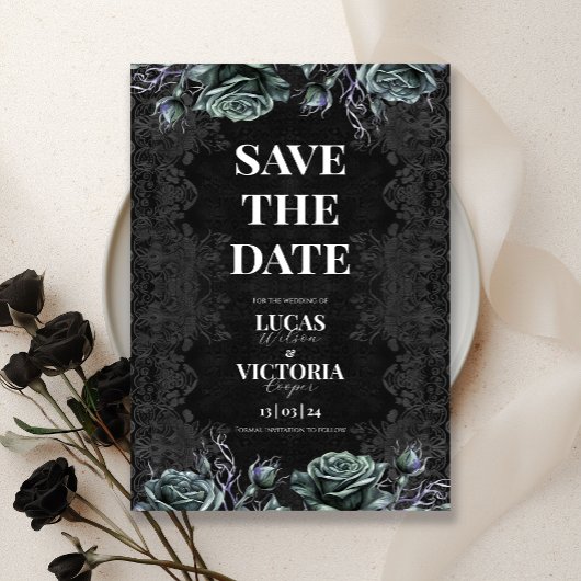 Victoriaans Moody Gothic Wedding Save the Date Kaart