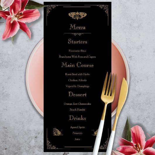 Victoriaans mot Elegant Gotisch Bruiloft Menu