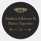 Victoriaans mot Elegante Gotische bruiloft gunst Ronde Sticker (Voorkant)