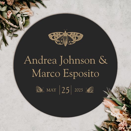 Victoriaans mot Elegante Gotische bruiloft gunst Ronde Sticker