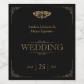 Victoriaans mot  Gotisch Bruiloft Wijn Label Wijn Etiket (Enkel label)