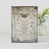 Victoriaans Moth Gothic Halloween Party Soirée Kaart (Staand voorkant)