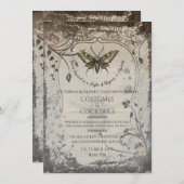 Victoriaans Moth Gothic Halloween Party Soirée Kaart (Voorkant / Achterkant)
