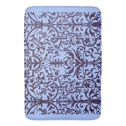Victoriaans motief in blauw badmat (Voorkant Verticaal)