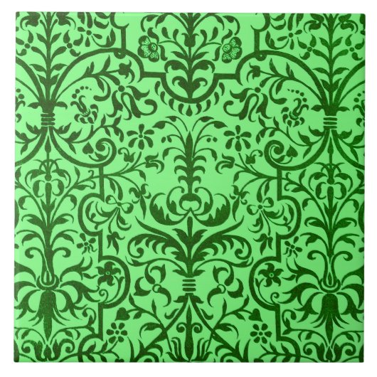 Victoriaans motief in het groen tegeltje (Voorkant)