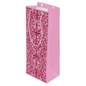 Victoriaans motief in roze wijn cadeautas (Achterkant Gekanteld)