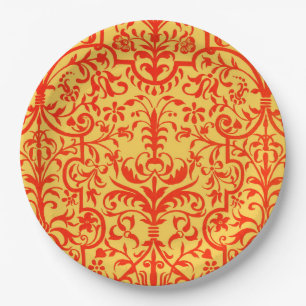 Victoriaans motief in sinaasappel papieren bordje