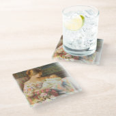  Victoriaans Motif voor moeder en kind Glazen Onderzetter (Schuin)