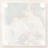  Victoriaans Motif voor moeder en kind Glazen Onderzetter (Achterkant)