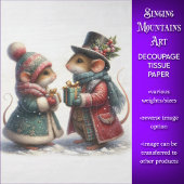 Victoriaans Mouse Paar Kerstcadeaus Decoupage Tissuepapier