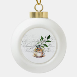 Victoriaans Muis in Theebeker Keramische Bal Ornament