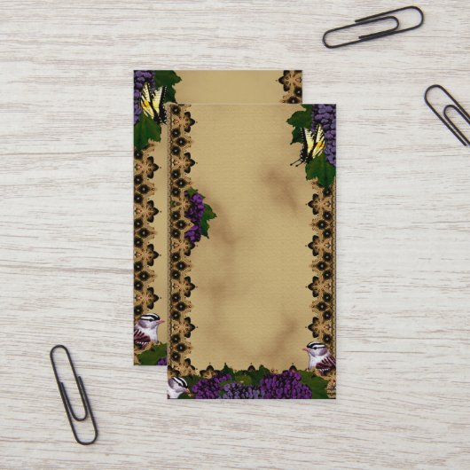 Victoriaans mussen en vlinders visitekaartje (Voorkant / Achterkant in situ)